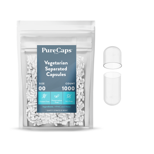 Size 00 Separated Clear Vegetarian Capsules (Carton)