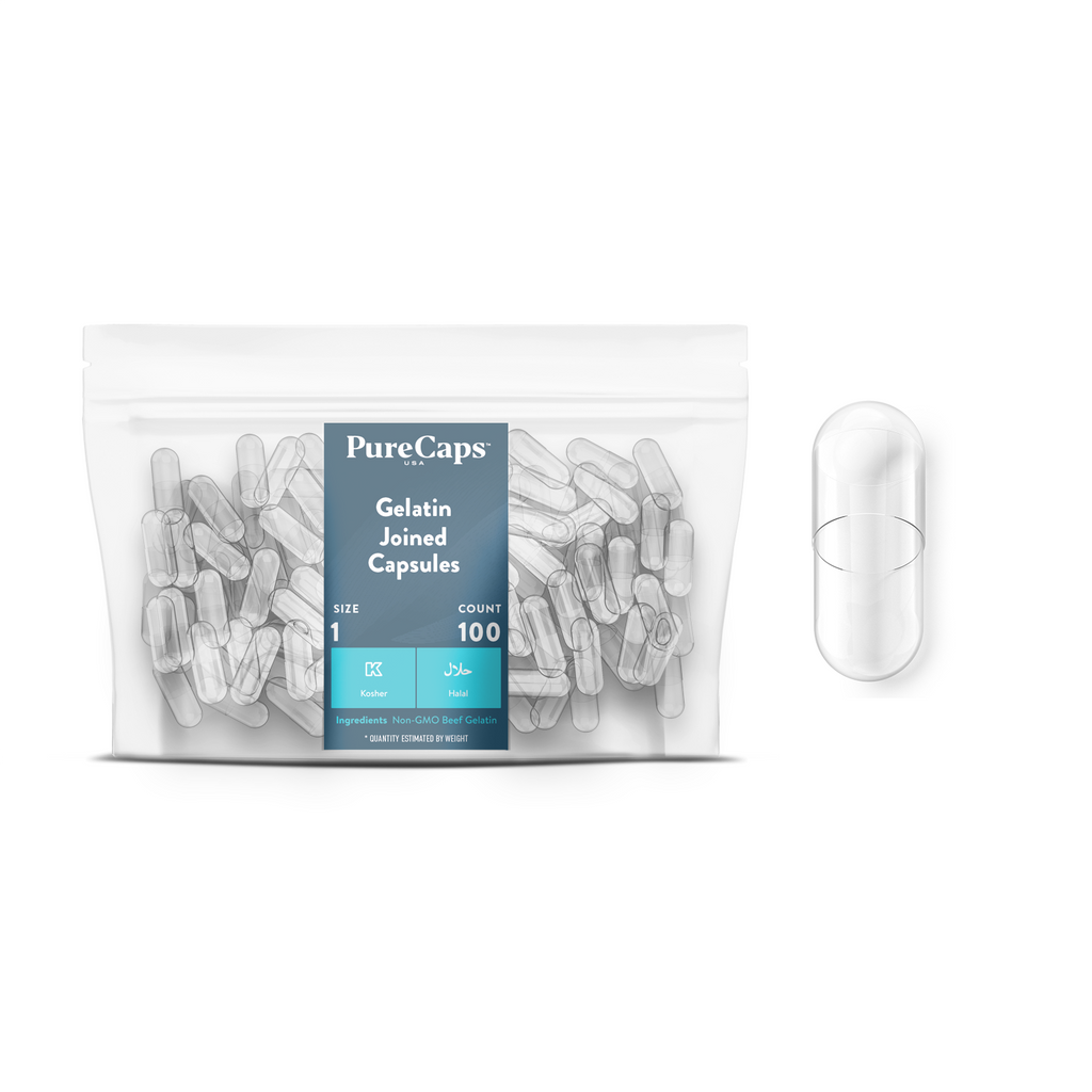 Size 1 Joined Clear Gelatin Capsules (Carton)