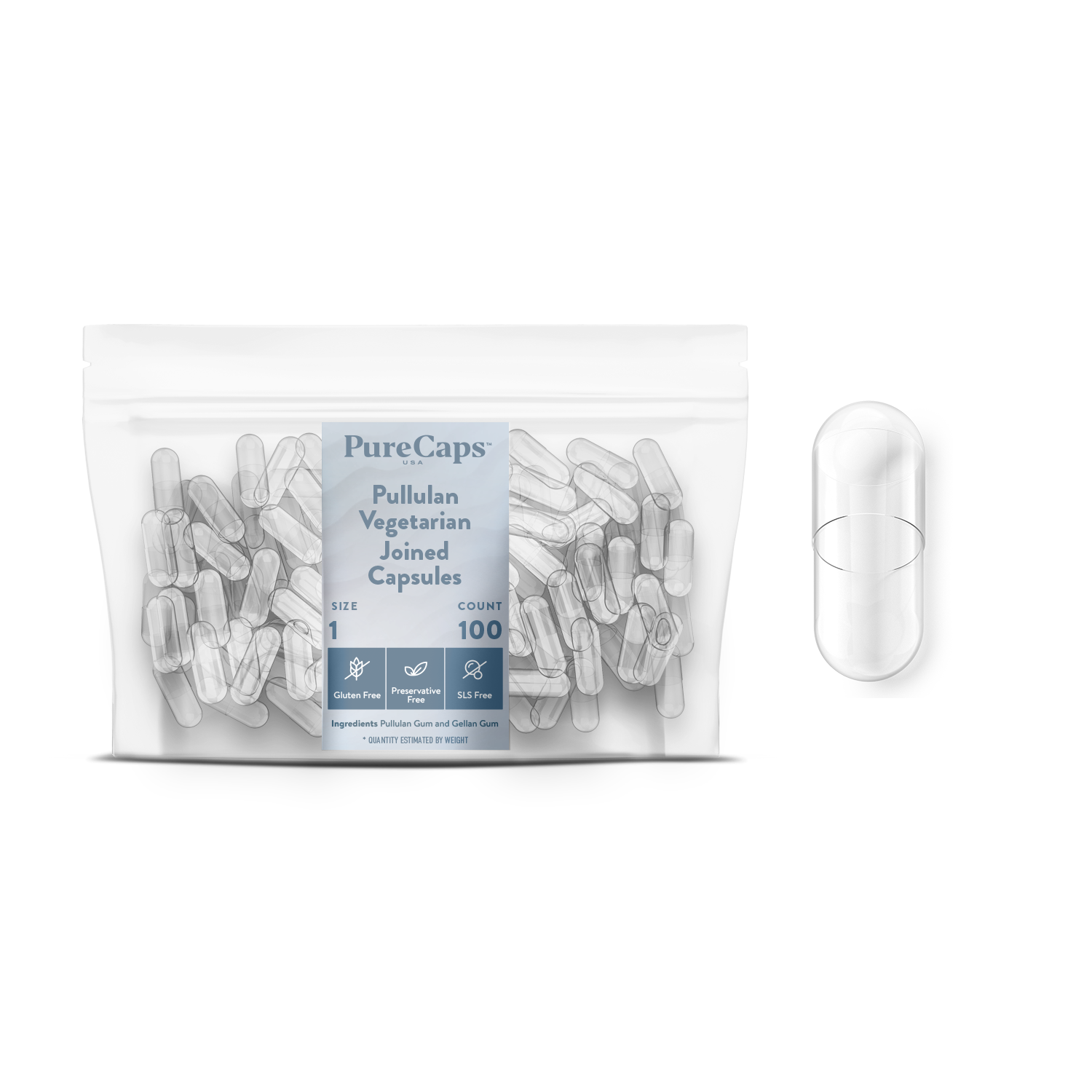 Pullulane Size 1 Joined Clear Pullulan Capsules – PureCaps USA | A Capsule ...