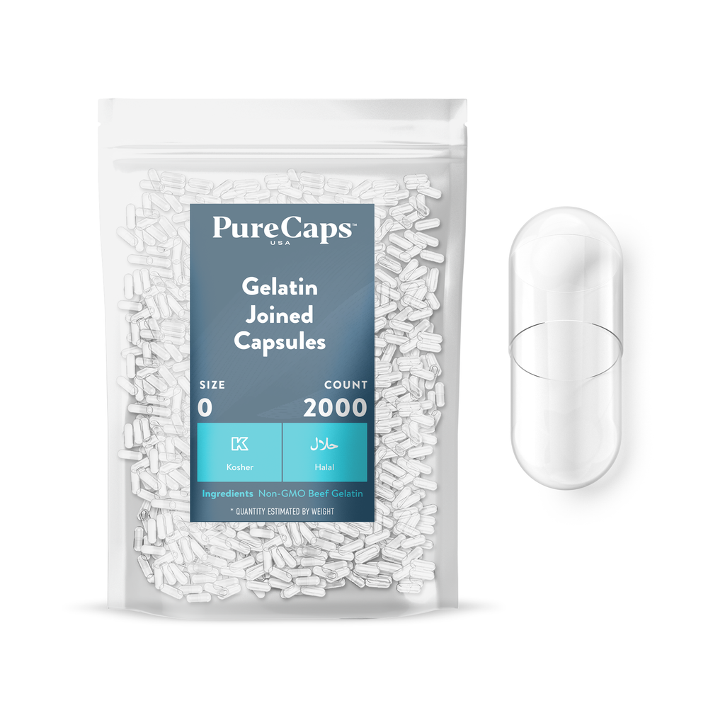 Size 0 Joined Clear Gelatin Capsules (Carton)