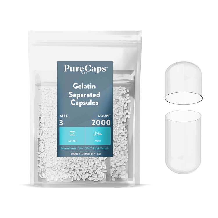 Size 3 Separated Clear Gelatin Capsules