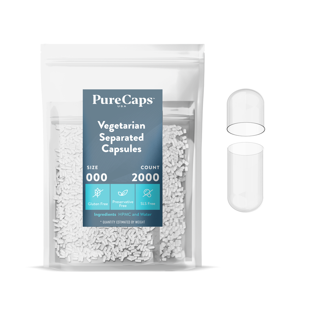 Size 000 Separated Clear Vegetarian Capsules PureCaps USA A Capsule size-000-separated-clear-vegetarian-capsules-purecaps-usa-a-capsule