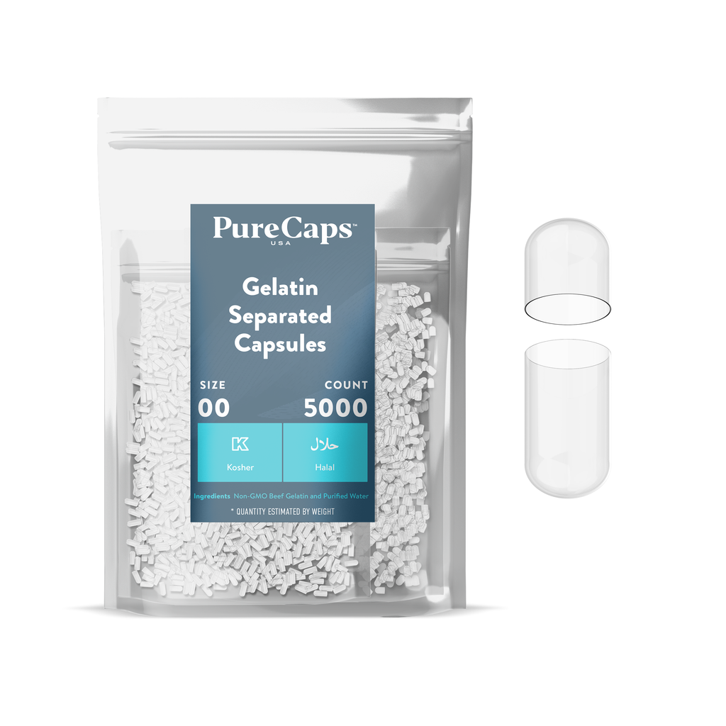 Size 00 Separated Clear Gelatin Capsules (Carton)