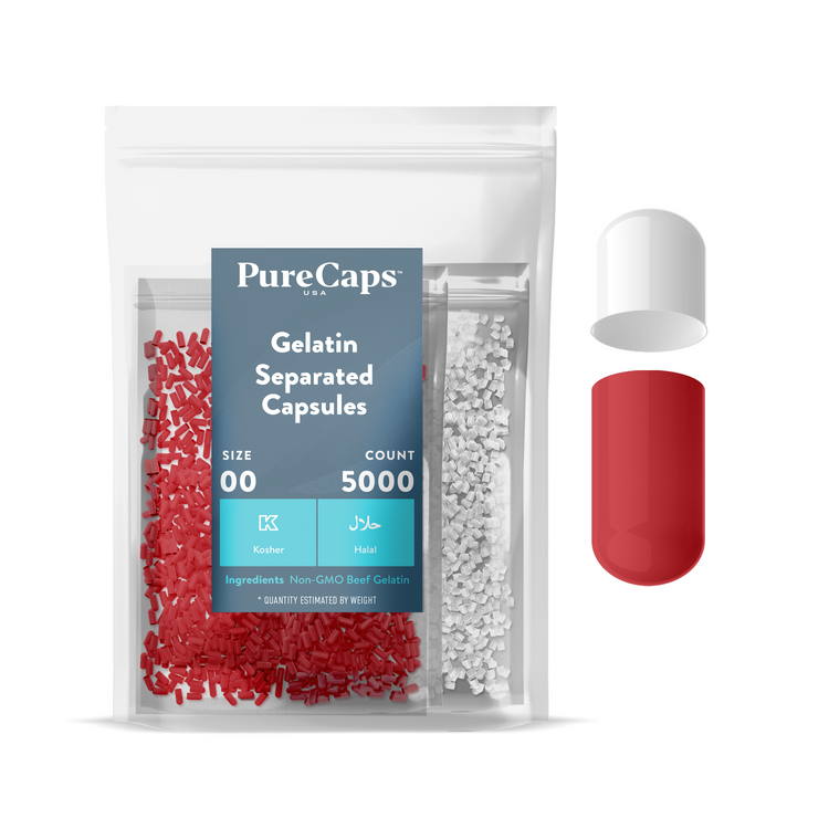 Size 00 Separated Two-Toned Gelatin Capsules