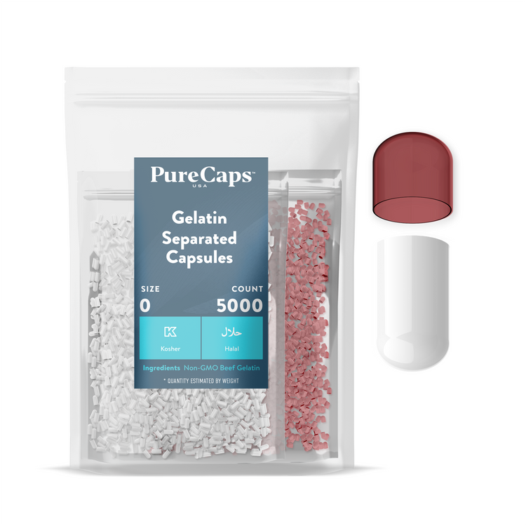 Size 0 Separated Two-Toned Gelatin Capsules