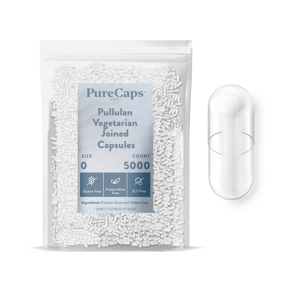 Size 0 Joined Clear Pullulan Capsules