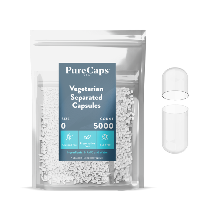 Size 0 Separated Clear Vegetarian Capsules