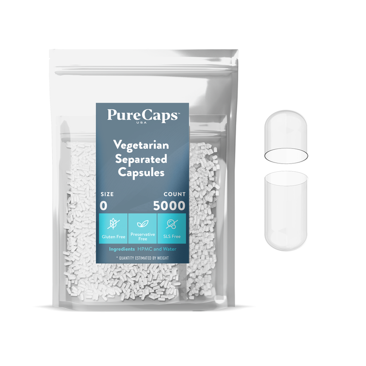 Size 0 Separated Clear Vegetarian Capsules (Carton)