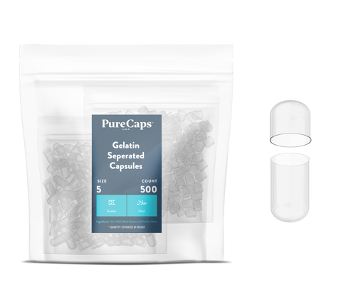 Size 5 Separated Clear Gelatin Capsules (Carton)