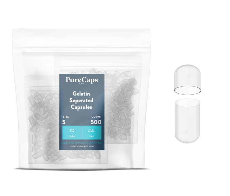 Size 5 Separated Clear Gelatin Capsules (Carton)