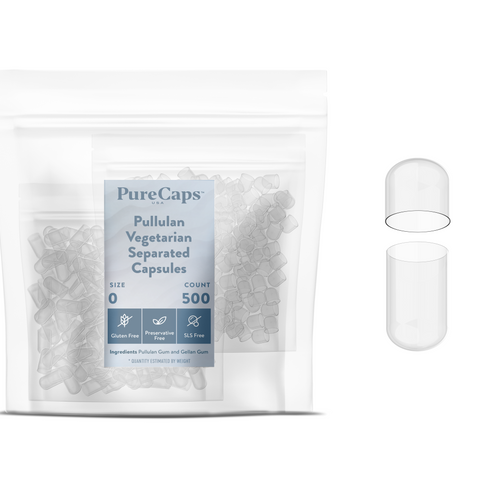 Size 0 Separated Clear Pullulan Capsules