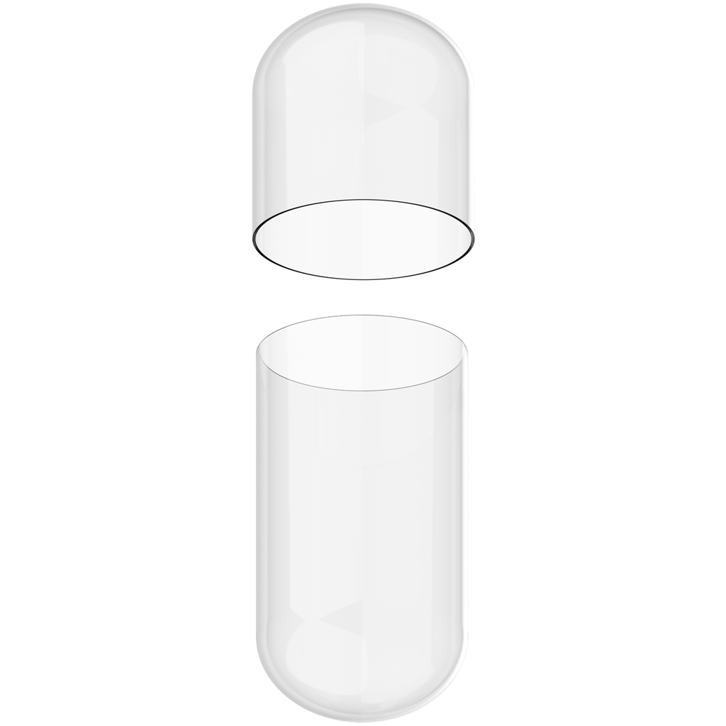 Size 00 Separated Clear Gelatin Capsules (Carton)