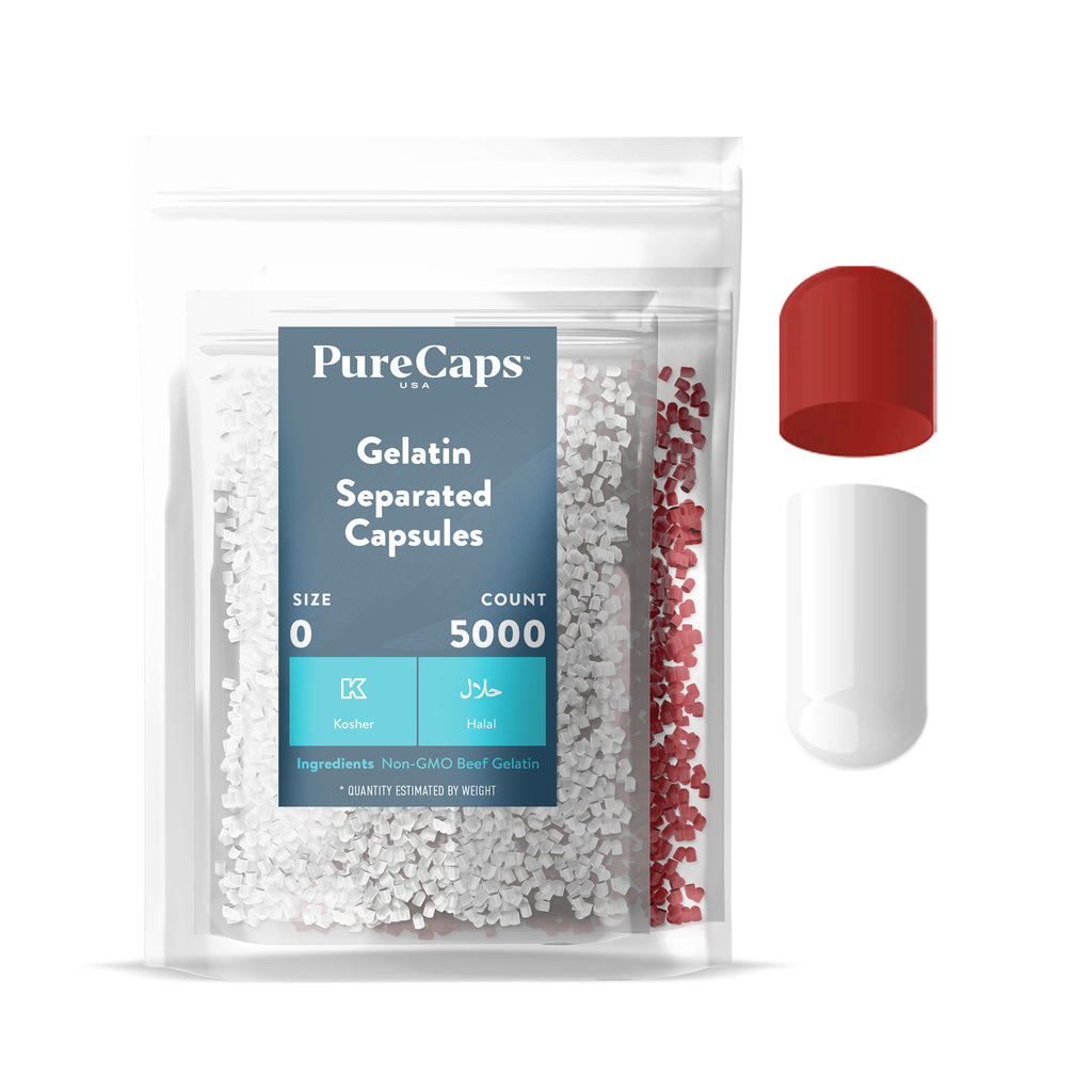 Size 0 Separated Two-Toned Gelatin Capsules